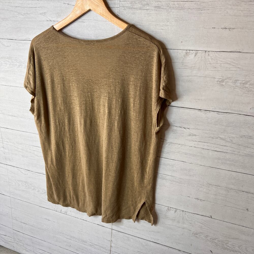 Vince Shirt Womens Size Medium Tan 100% Linen Top Breathable Summertime - Picture 10 of 16